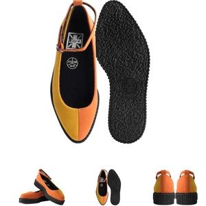 T.U.K SUNKISSED TWIST BALLET ANKLE STRAP CREEPER YELLOW/ORANGE SIZE 8